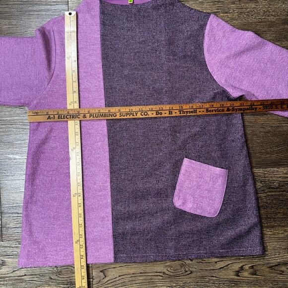 TRISHA TYLER Purple Block Pattern LS Sweater mockneck L - Picture 7 of 8